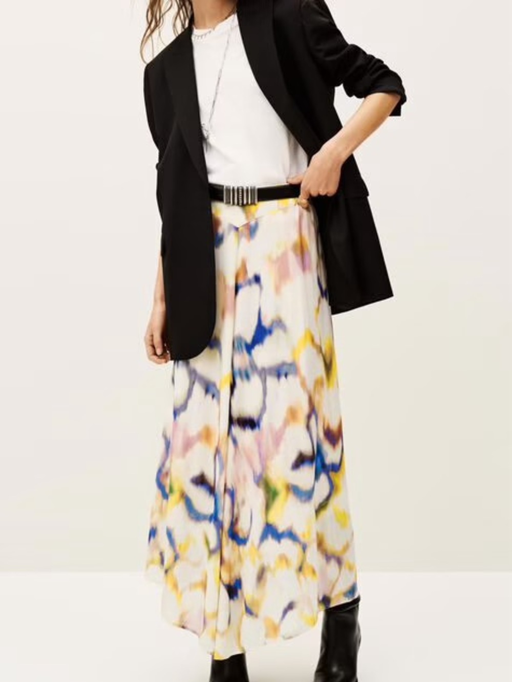 ba&sh Multicolor Watercolor Print Maxi Skirt